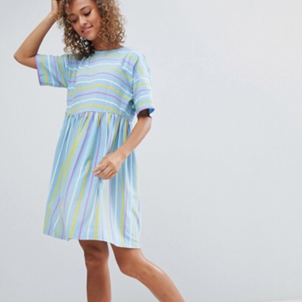 ASOS Design Smock Dress in Cut about stripe